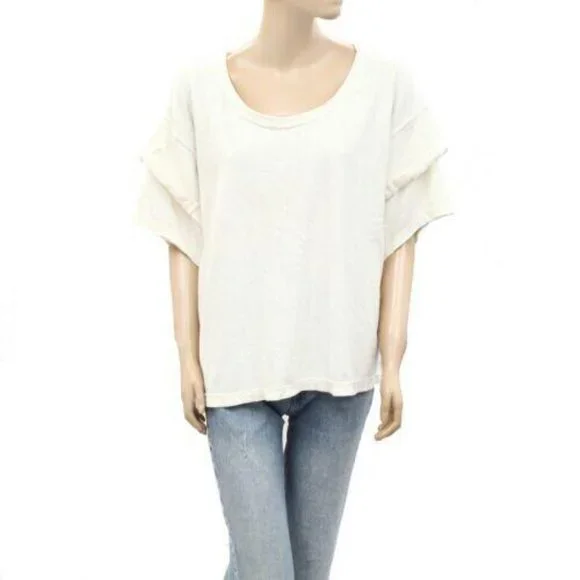Free People What A Waist Tunic Tee Top Solid Cotton Oversized Ivory S New - Picture 3 of 7
